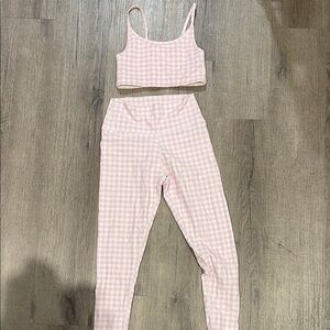 AQUA Pink checkered workout set